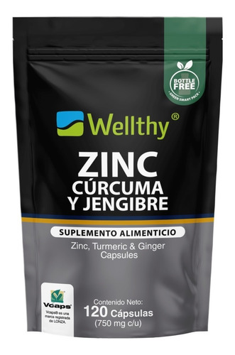 Wellthy Zinc Curcuma Jengibre 120 Capsulas