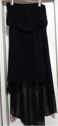 Vestido Negro Strapless Fiesta O Evento Mas Largo Atras 