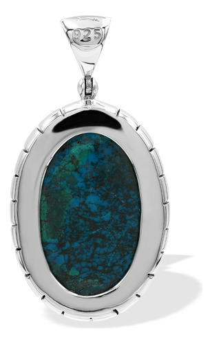 Dije De Estilo Con Crisocola En Plata De Ley Color Azul Petróleo