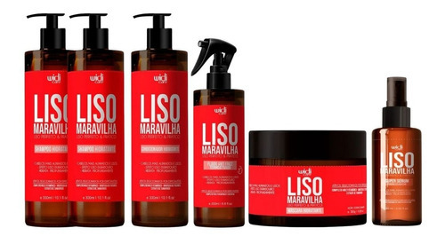 Kit Widi Liso 2 Shampoo + Cond + Fluido + Mascara + Serum