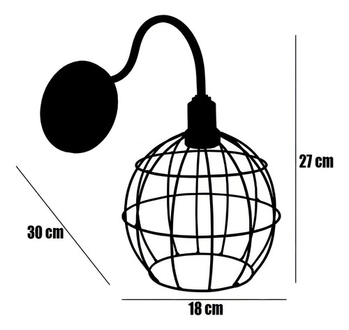 Arandelas Parede Aramada Globo Dourado/preto Lâmpada Retro