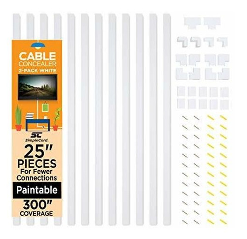 Para Ocultar Cable Pared 12 Estuche Blanca Gestion Casa