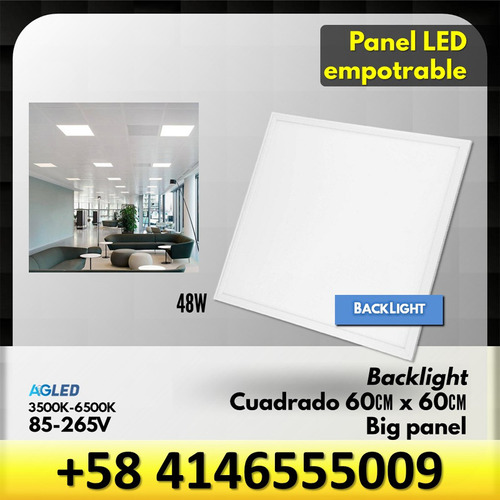 Panel Led Empotrable 48w 60x60cm 6500k 85-277v Backlight