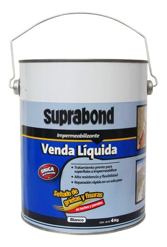 Imagen 1 de 6 de Venda Líquida Suprabond Impermeabilizante Blanca 4kg S/c