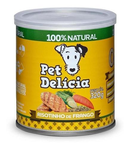 Imagem 1 de 1 de Alimento Pet Delícia Receitas Clássicas para cachorro todos os tamanhos sabor risotinho de frango em lata de 320g