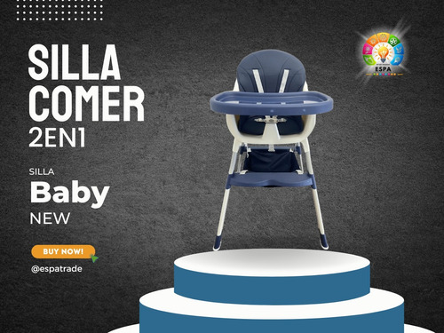 Silla De Comer Bebé 2 En 1 Azul Plegable Bandeja Comodidad Silla De Comer Espa Azul Oscuro