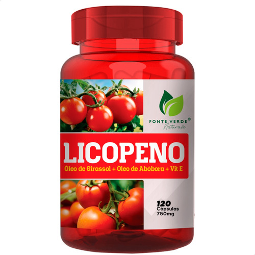 Licopeno Óleo de Girassol Semente de Abóbora 100 Natural 750mg 120 Cáps Fonte Verde Nutricional