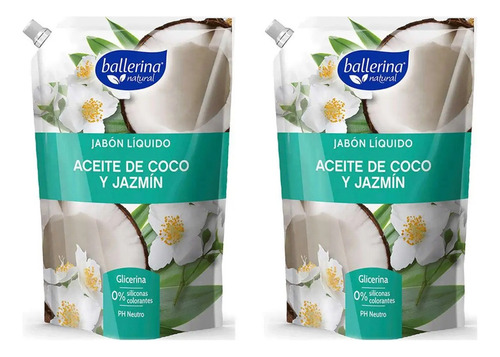 X2 Jabón Líquido Ballerina Natural 750 Ml Jabón Humectante