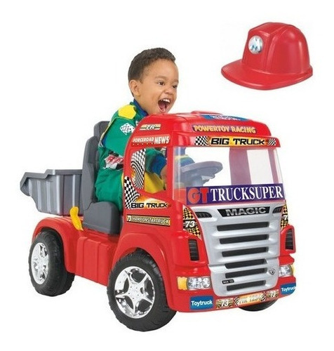 Caminhao Eletrico Infantil Criança Big Truck Magic Toys Personagem Vermelho