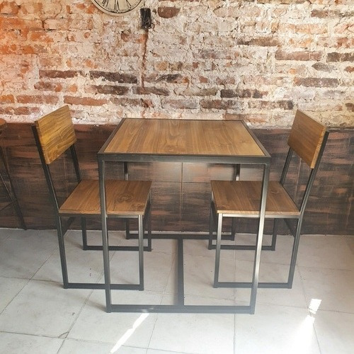 Imagen 7 de 7 de Mesa Bar Cervecera 60x60 + 2 Sillas Industrial Hierro Epoxi