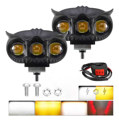 Par Faros De Lupa Led Luz De Moto Auto 5 Modos De Luz Color