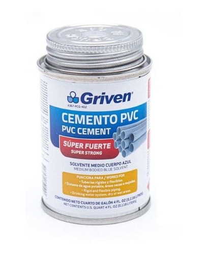 Pega Para Tubería De Pvc Agua Fría 118ml Griven