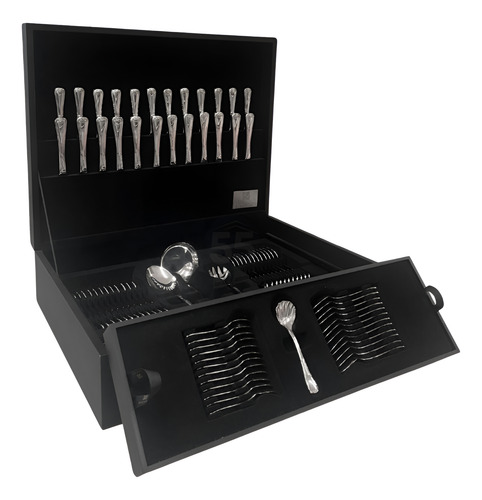 Faqueiro Aço Inox 18/10 Estojo Madeira 101pc Croise Hercules