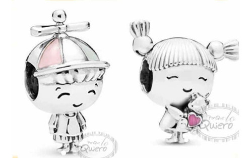 2 Charms Niño Y Niña 100% Plata 925 Para Pulsera Pandora