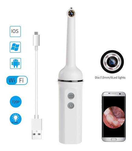 Endoscopio Inalámbrico Wifi Oral Dental 6 Luces Led Serpient