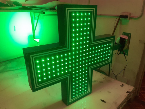 Cartel Cruz Led Farmacia 60x60cm Doblefaz- Luminosos- Led
