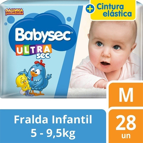 Fralda Descartável Infantil Babysec Ultra Sec Atacado Barato Tamanho Médio (m)