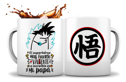 Taza Papá El Mejor Súper Heroe Goku Deformitos Flork 325ml