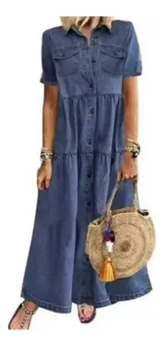 Ofertas Especiales Vestido De Mezclilla Largo Y Holgado Para