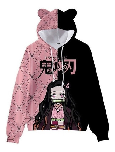 Sudadera Con Capucha Anime Demon Slayer Nezuko Con Orejas B