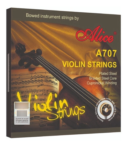 Set De Cuerdas Violin 4/4 Acero Entorchado Plata Alice A707