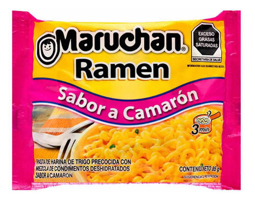 8 Sopas Instantáneas Maruchan Ramen Sabor Camarón 85g