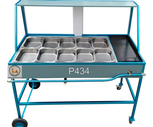 Carrito De Comida-baño María Con 10 Insertos Y Plancha P434