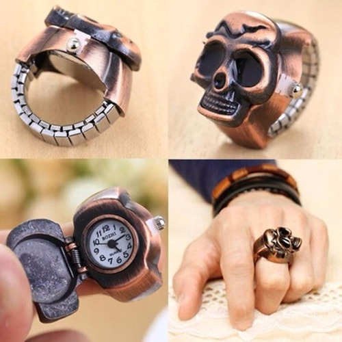 Anillo Reloj Calavera Unisex Skull Ring Vintage
