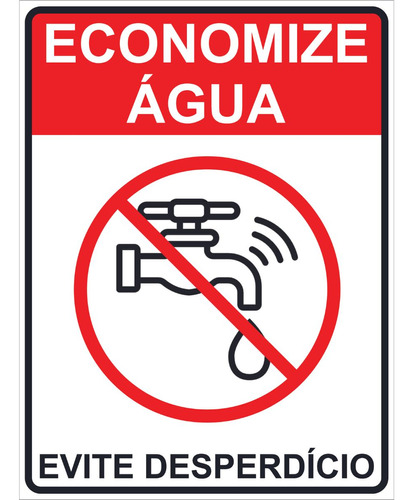 Placa De Sinalização Economize Água Evite Desperdício