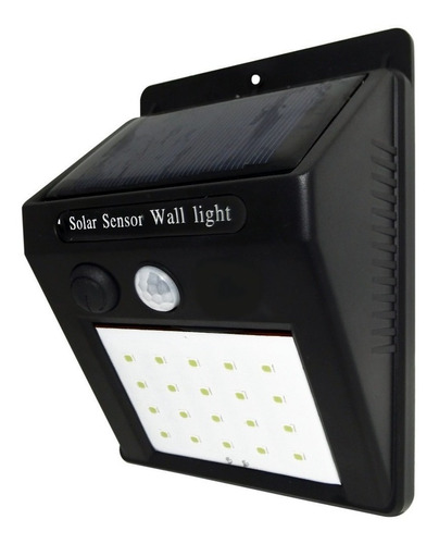Aplique Reflector Led Panel Solar 20 Leds Sensor Movimiento Color de la carcasa Negro Color de la luz Blanco frío