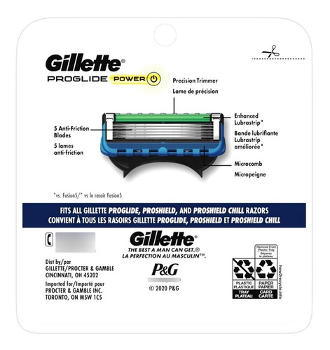 Imagen 2 de 2 de Repuesto Gillette Fusion Proglide Pack 4 Unidades Original