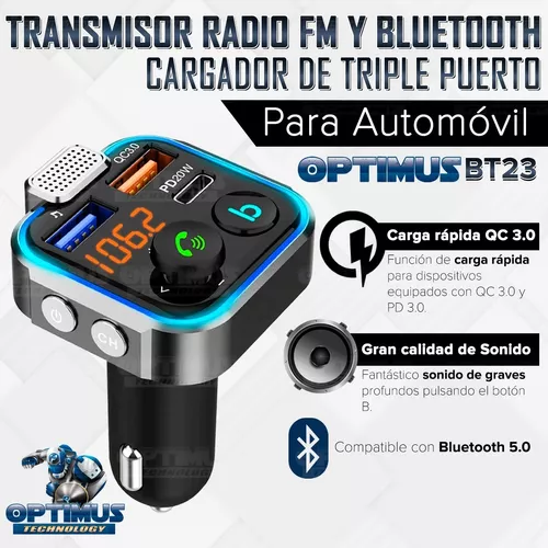 Cargador De Carro Para Celulares Con Blutu Bluetooth Musica Radio FM  Llamadas