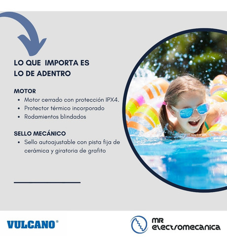 Imagen 6 de 10 de Bomba Pileta Autocebante Piscina Vulcano Bae100 1 Hp