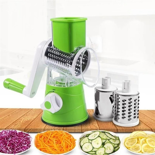 Imagem 9 de 10 de Ralador De Legumes Queijo Fatiador Espiral Processador 3 Lâminas Slicer Round Tabletop Drum Grater 3em1
