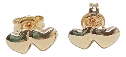 Aretes Corazón Duo. Oro Laminado 18k 