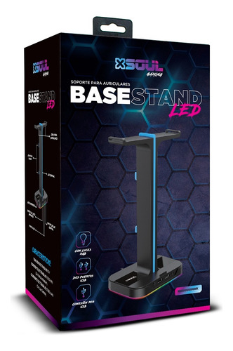 Imagen 2 de 2 de Base Soporte Auriculares Gamer Soul Luces Led Rgb Y 2 Usb .
