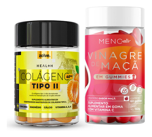 Kit 1 Pote Colágeno Tipo Ii + Gummie Vinagre De Maçã