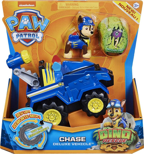 Paw Patrol Vehículo Rescate Dinosaurios Policia Chase Azul