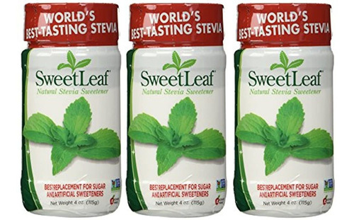 Sweet Leaf Stevia Plus Polvo, 4 Onzas - 3 Por Caja.