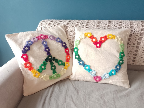 Fundas De Almohadones Con Apliques Tejidos