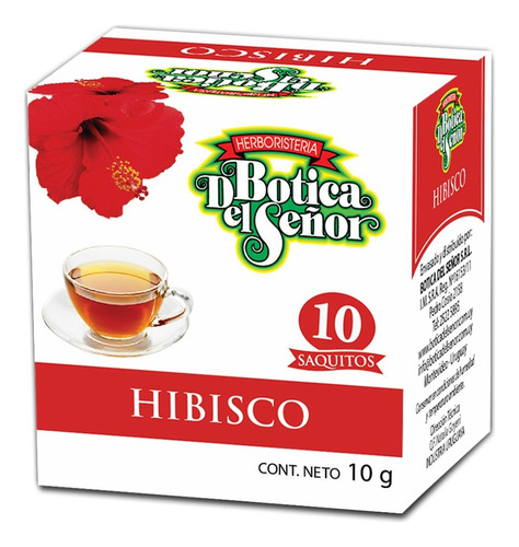  Té De Hibisco Antioxidante Botica Del Señor 10 Saquitos