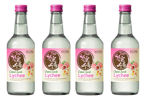 Alcohol Coreano Soju Chateul Soorok Lychee Pack 4 Pzas