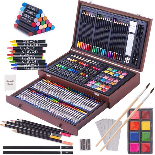 Set Arte Profesional Pintura Dibujo Colores Estuche D Madera | Envío gratis