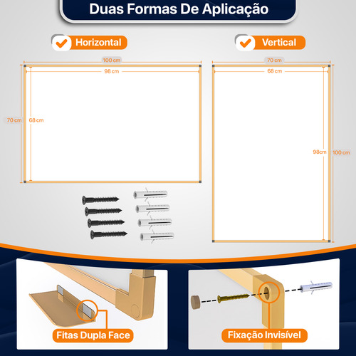 Lousa Quadro Branco Moldura De Madeira Emove Escolar Aula 100x70cm Anotações Planejamento