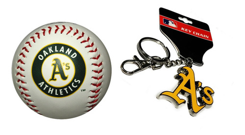 Atleticos Oakland Pelota Beisbol Rawlings Con Llavero Logo 