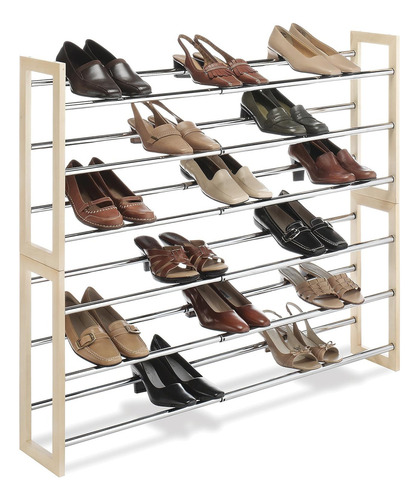 Zapatero Extensible De 3 Niveles - Apilable - Madera Na...