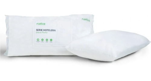 2 Almohadas Nativas Hoteleras Efecto Pluma 80x40 Color Blanco