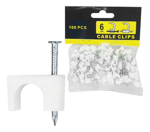 Pack X 10 Bolsas De 100 Grampas Para Cable 6mm De Plástico