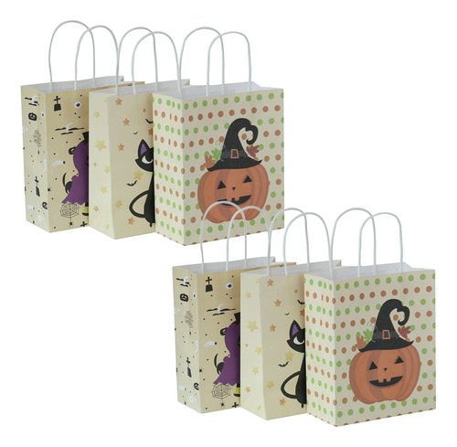 Bolsas De Papel Kraft Para Caramelos De Halloween, 6 Unidade