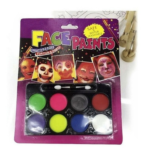 Kit Pinta Caritas Maquillaje Halloween Fiestas 8 Colores
